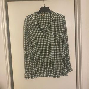 beachlunchlounge Green and White Checkered Blouse